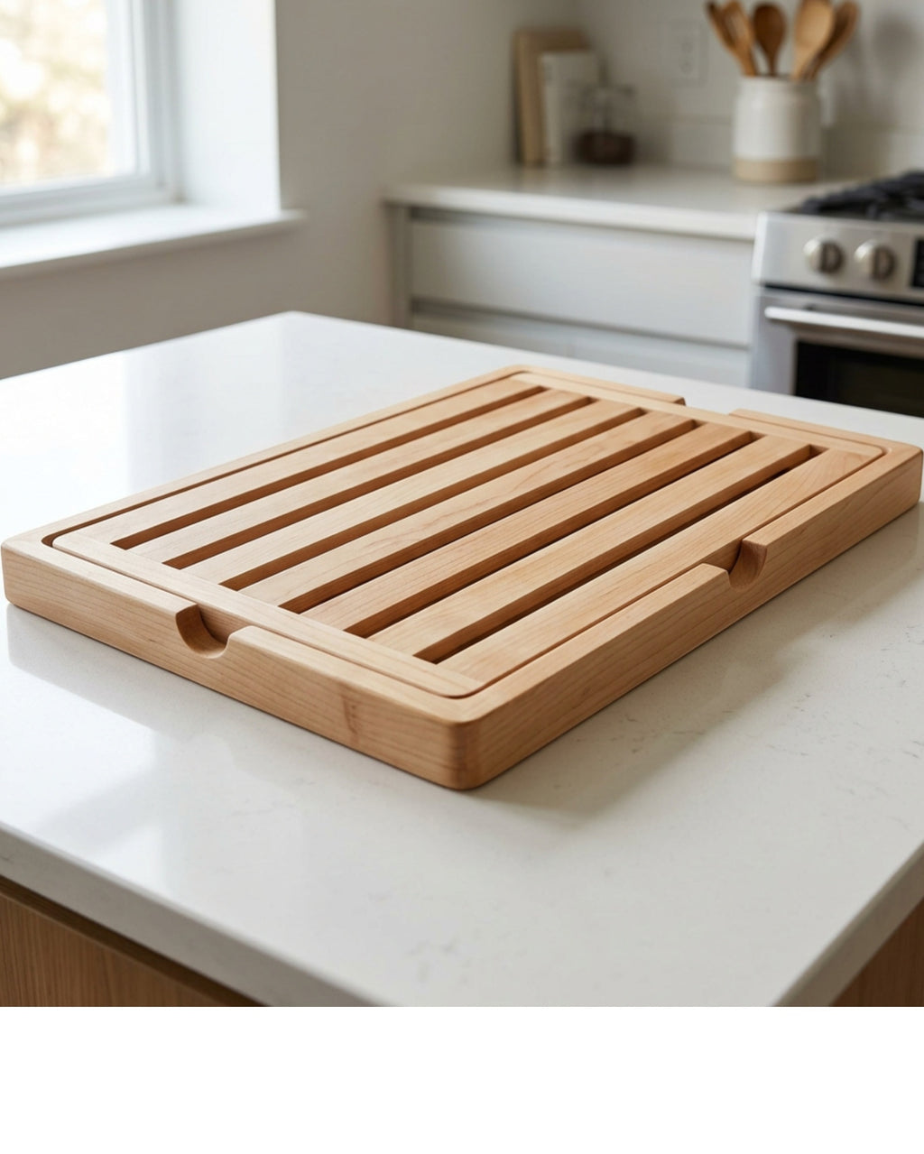 Mossl Maple Slatted Bread Cutting Board 42 x 28 cm - Lifestyle view